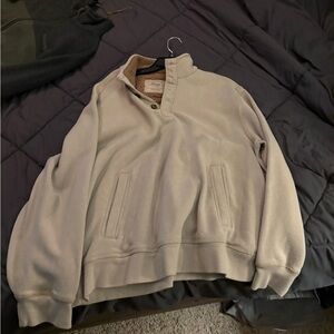 G.H. Bass & Co. Beige Quarter-Snap Zip-Up Fleece Sweater